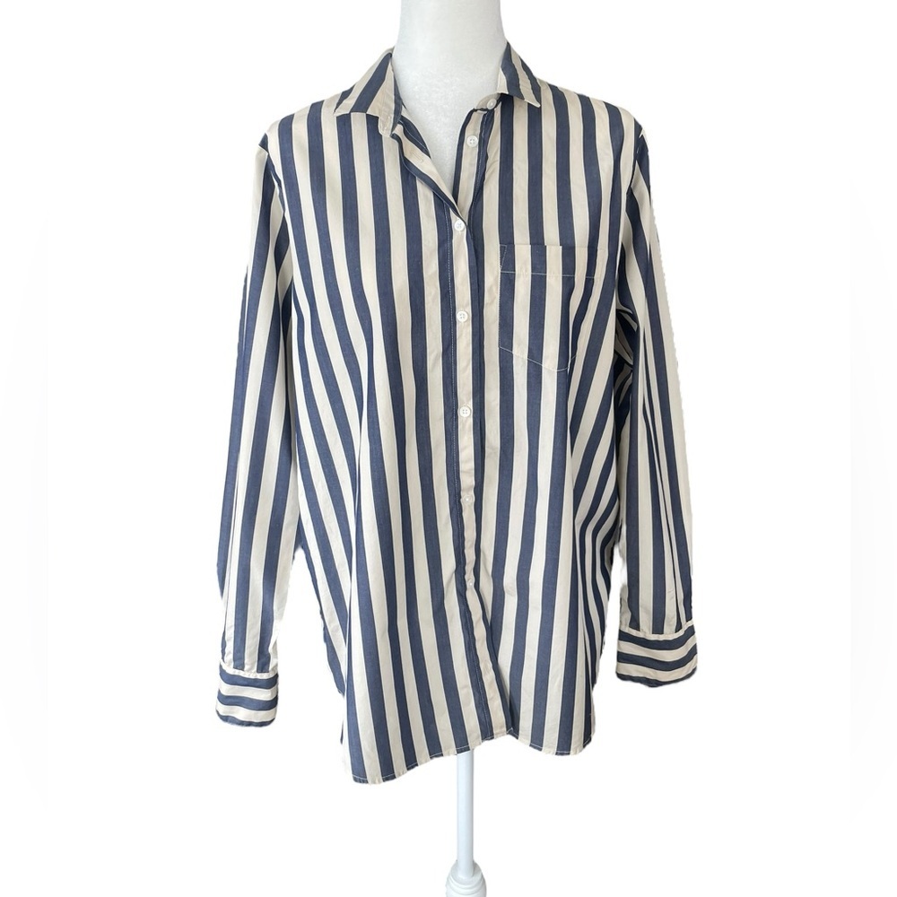 Madewell Blue and White Striped Blouse